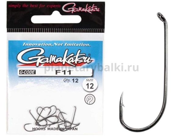 Крючки Gamakatsu F11 NEW LABEL HOOKS BLACK разм. 12 12шт.