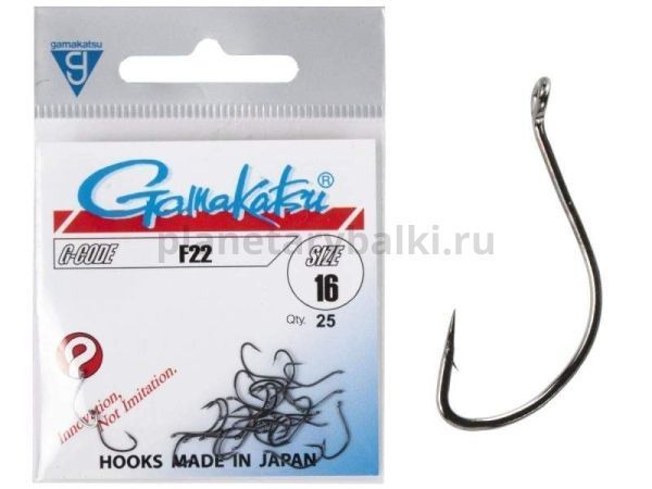Крючки Gamakatsu F22 HOOKS BLACK разм. 16 25шт.