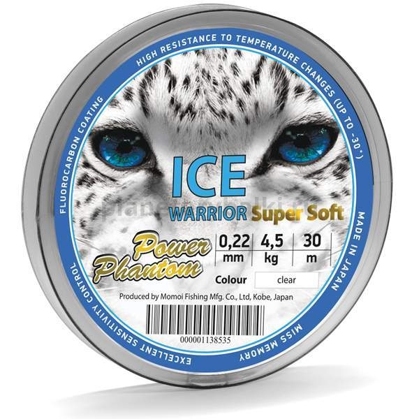 Монофильная леска Power Phantom Ice Warrior SUPER SOFT CLEAR 30м, 0,20мм, 4кг 