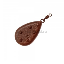 Грузило F-FISHING Капля плоское с вертлюгом 100гр., brown ВР