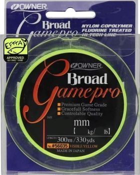 Леска OWNER Broad Game Pro yellow 300м, 0,42мм, 11,8кг