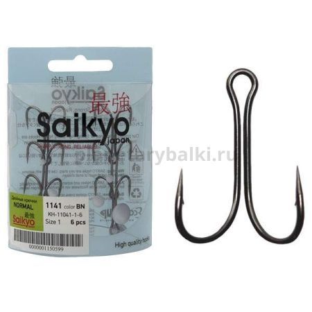 Крючки двойные Saikyo Normal Shank KH-11041 BN №1, 6шт.