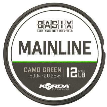 Леска KORDA Basix Main Line 500м, 0,35мм, 12lb Camo green