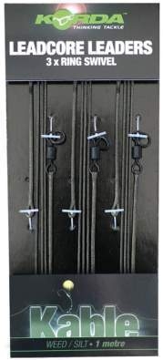 Монтаж готовый KORDA Leadcore leader Ring Swivel Weed Silt тест 50lb, длина 100см, 3шт.