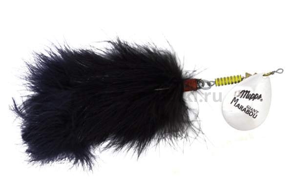 Блесна вращающаяся Mepps GIANT MARABOU 40гр., цвет Silver/Black (блистер)