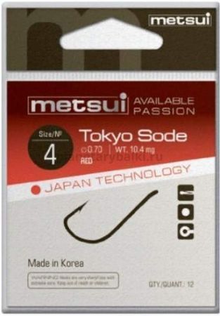 Крючки METSUI TOKYO SODE цвет red, №4, 12шт.