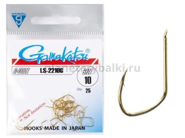 Крючки Gamakatsu LS-2210G HOOKS GOLD разм. 10 25шт.