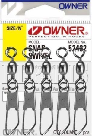 OWNER Застежка с вертлюгом Snap Swivel №3/0 3шт