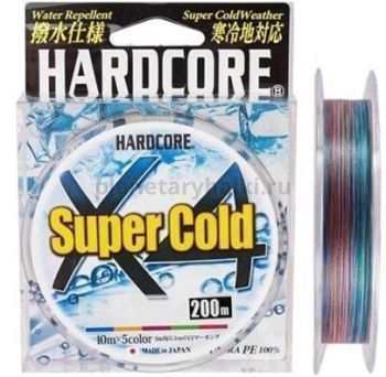 Плетеный шнур Duel PE Hardcore Super Cold X4 200м, 0,17мм, #1,0, 8кг 5Color