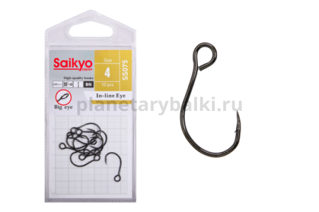 Крючки Saikyo SS075-BN IN-LINE EYE №4, 10шт.