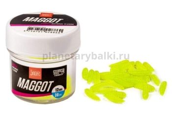 Насадки искусственные съедобные Lucky John Pro Series MAGGOT GREEN опарыш 12мм, 30шт.