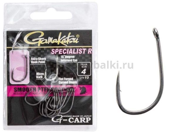 Крючки Gamakatsu G-Carp SPECIALIST R HOOKS GREY разм. 04 10шт.