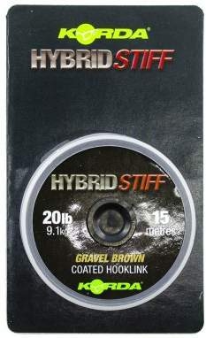 Поводковый материал KORDA Hybrid Stiff Gravel brown 15м, 9,1кг, 20lb
