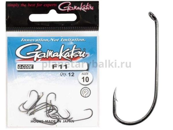 Крючки Gamakatsu F11 NEW LABEL HOOKS BLACK разм. 10 12шт.