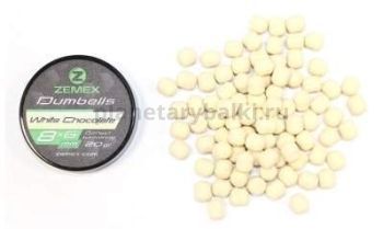 Бойлы плавающие ZEMEX Pop-Ups Dumbells White Chocolate 8х6мм, 20гр.