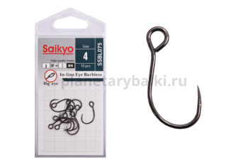 Крючки Saikyo SSBL075-BN IN-LINE EYE BARBLESS №4, 10шт.