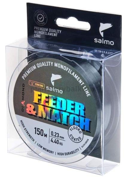 Леска монофильная Salmo Diamond FEEDER & MATCH FLUORO COATED Grey 150м, 0,23мм, 4,4кг