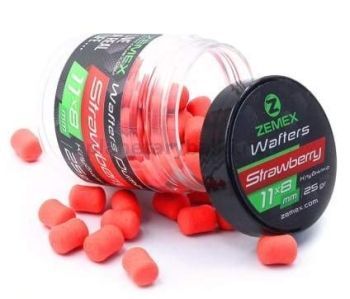 Бойлы нейтральные ZEMEX Wafters Dumbells Strawberry 11х8мм, 25гр.