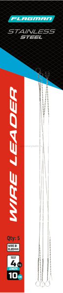 Поводок скрутка F-FISHING Wire Leader стальной 4кг, 10см, 0,20мм, 5шт.