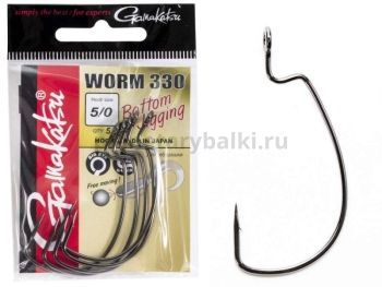 Крючки офсетные Gamakatsu Worm 330 BOTTOM JIGGING HOOKS №5/0, 5шт.