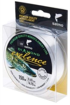 Леска монофильная Salmo Diamond EXELENCE FLUORO COATED Clear 150м, 0,45мм, 16,7кг