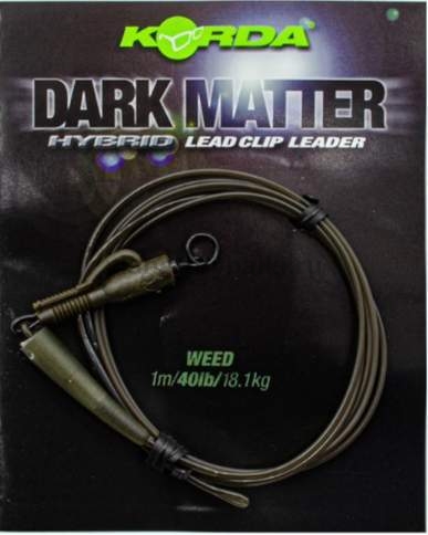 KORDA Монтаж готовый Dark Matter Leader Hybrid Lead Clip Weedy Green 40lb 1м
