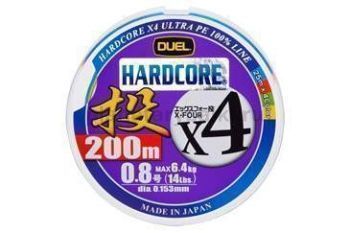 Плетеный шнур Duel PE Hardcore X4 Cast 200м, 0.171мм, 8.0кг, #1.0 4Color