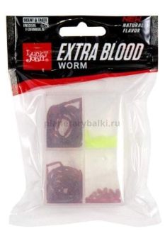 Насадки искусственные съедобные Lucky John Pro Series EXTRA BLOOD WORM/MAGGOT мотыль/опарыш MIX2 240/30шт.