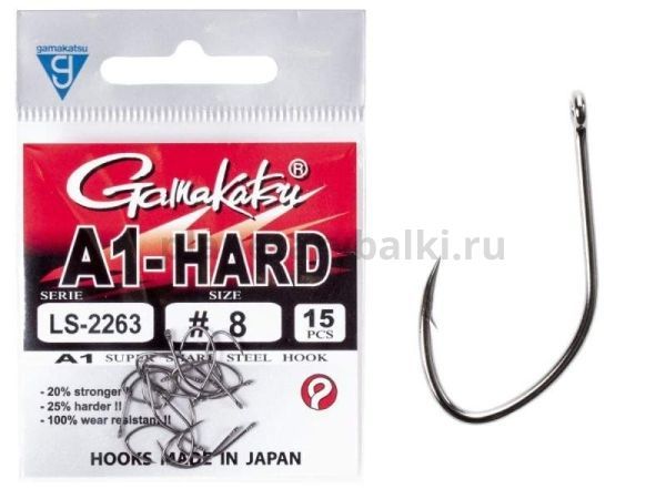 Крючки Gamakatsu A1 LS-2263 EYED HOOKS BLACK разм. 08 15шт.