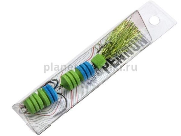 Приманка джиговая Lucky John PENNON BARBELLWORM зел./син. в блистере