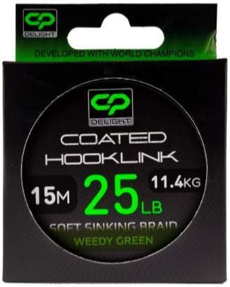 Поводковый материал в оболочке CARP PRO Delight Sinking Hooklink зеленый 15м, 11,4кг, 25lb 