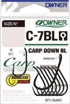 Крючок OWNER Carp Down Barbless BC №2, 7шт.