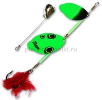 Блесна вращающаяся MEPPS Tandem Brochet №3, 27гр., OR/black-green блистер