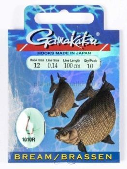 Крючки с поводком Gamakatsu Booklet BREAM 1010R №12, 0.14мм, 100см, 10шт.
