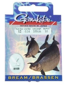 Крючки с поводком Gamakatsu Booklet BR. FEEDER 1810B №12, 0.14мм, 100см, 10шт.