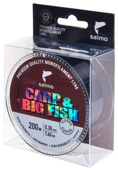 Леска монофильная Salmo Diamond CARP & BIG FISH FLUORO COATED Dark Brown 200мм, 0,30мм, 7,6кг