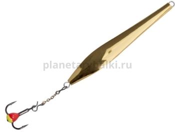 Блесна вертикальная Lucky John DOUBLE BLADE с цепочкой и тройником 55мм, 6гр., цвет GC блистер