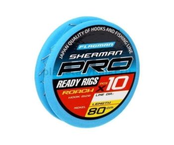 Поводок готовый FLAGMAN Sherman Pro Roach Ready Rigs №12, 0,128мм, 80см, 10шт.