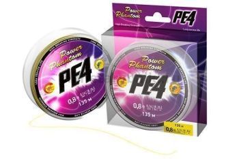Плетеный шнур Power Phantom PE4 135м, 0,10мм, 5,4кг, #0,4 флуоресцентный желтый