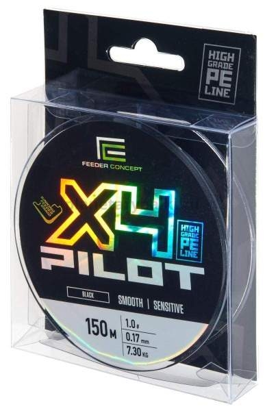 Шнур плетёный Feeder Concept Pilot x4 BRAID Black 150м, 0,17мм, 7,3кг