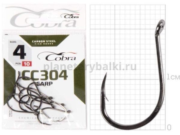 Крючки Cobra CARP CHINU CC304 №4, 10шт.