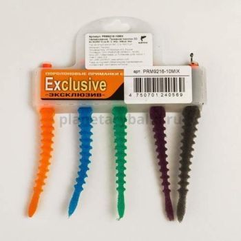 Приманки поролоновые Россия 3D Ex WORM MIX под офсетный крючок №1,2,4, 10см, 5шт.