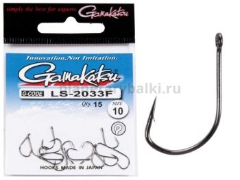 Крючки Gamakatsu LS-2033F NEW LABEL EYED HOOKS BLACK разм. 10 15шт.