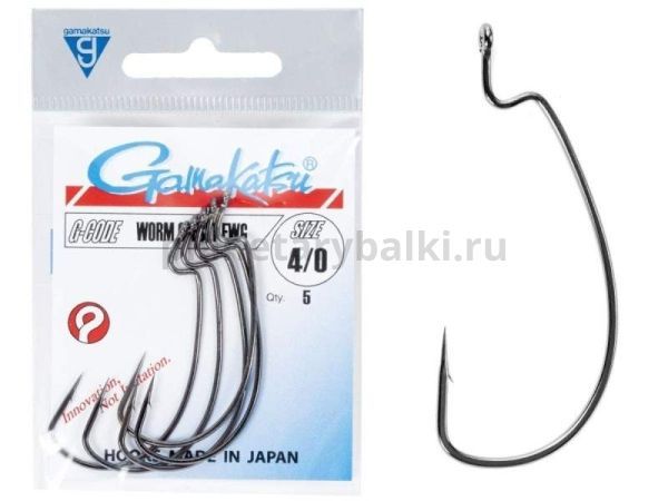 Крючки офсетные Gamakatsu Worm OFFSET EWG HOOKS BLACK №4/0, 5шт.