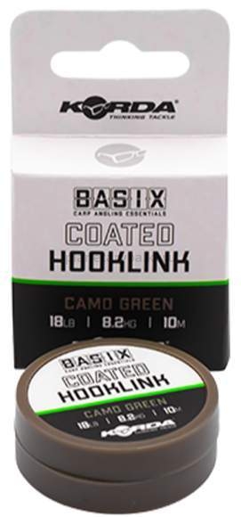 Поводковый материал KORDA Basix Coated Hooklink Camo green 10м, 8,2кг, 18lb 