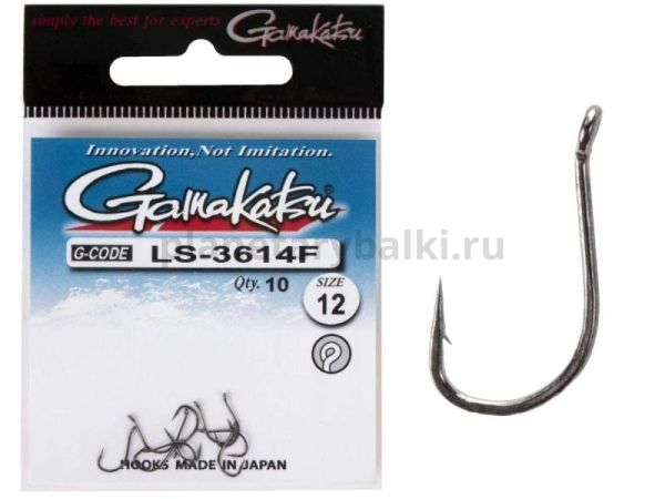 Крючки Gamakatsu LS-3614F NEW LABEL HOOKS BLACK разм. 12 10шт.