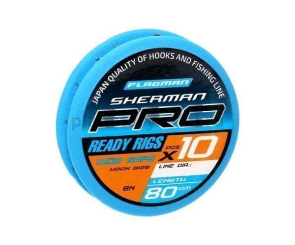 FLAGMAN Поводок готовый Sherman Pro Wide Gape Ready Rigs №14 d0,148мм 80см 10шт