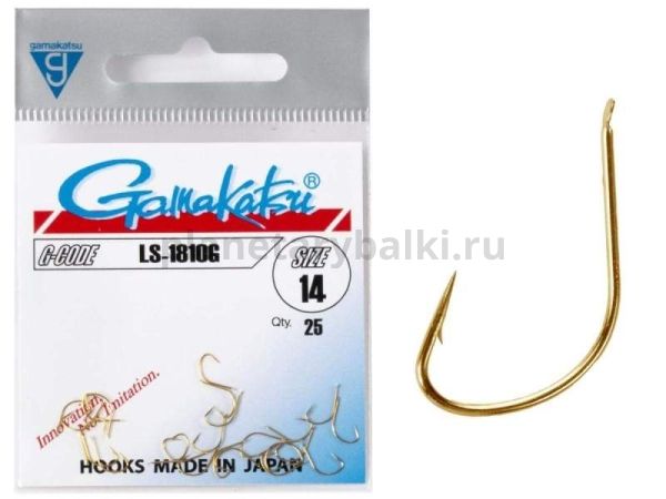 Крючки Gamakatsu LS-1810G HOOKS GOLD разм. 14 25шт.