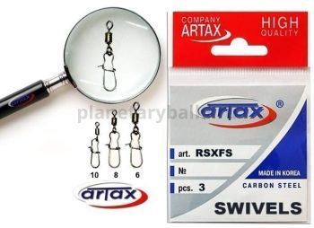 Вертлюги с застежкой Artax ROLLING SWIVEL W/FASTLOCK SNAP BLACK №6, 3шт.