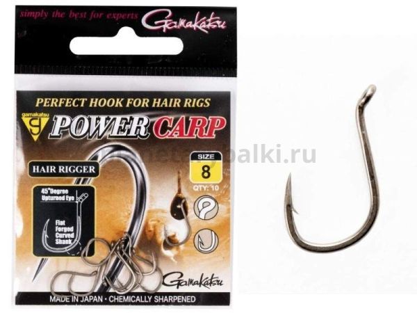 Крючки Gamakatsu PowerCarp HAIR RIGGER EYED HOOK разм. 08 10шт.